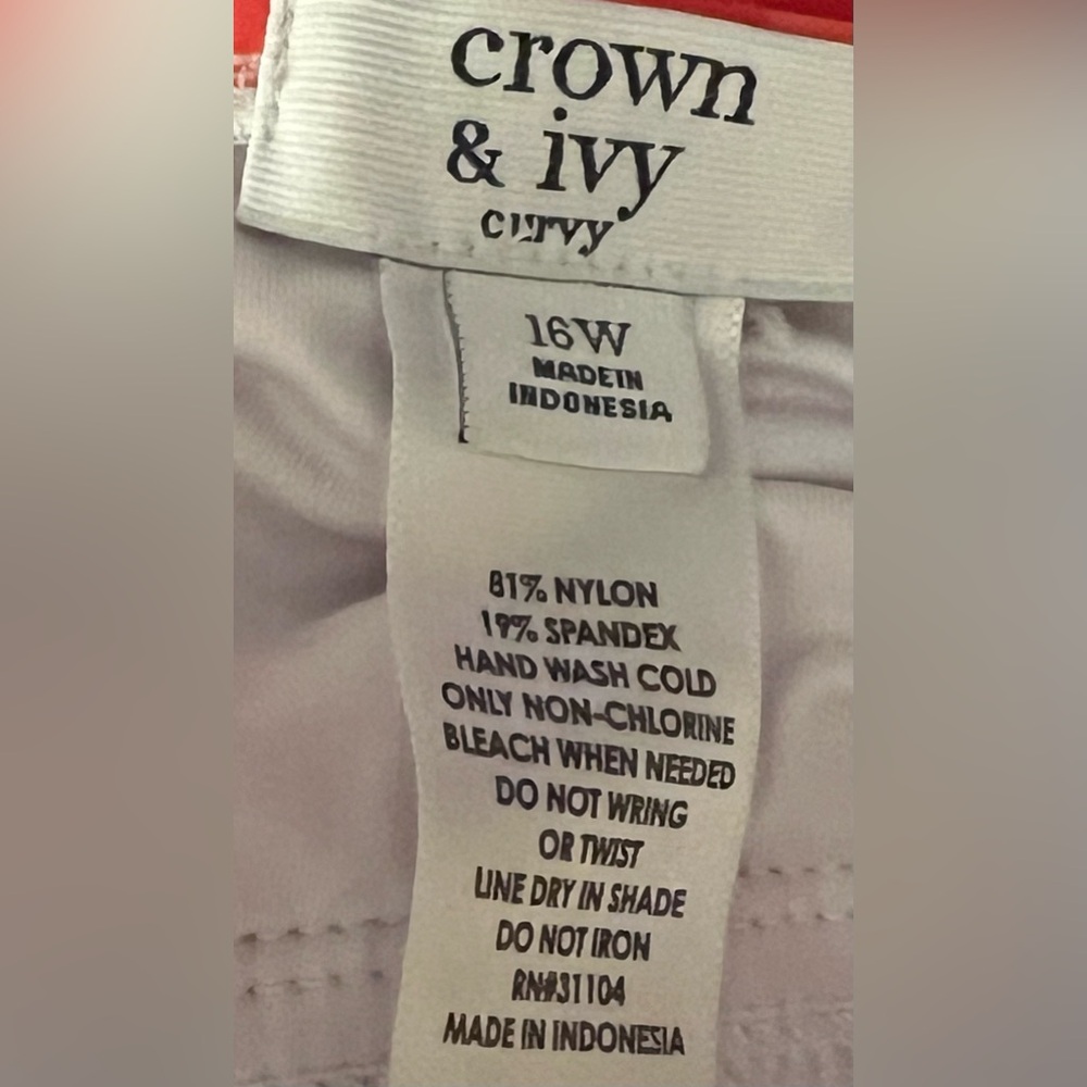Crown & Ivy Red Gingham Bandeau One Piece Swimsuit with Tummy Control Womens 16W - Picture 6 of 6